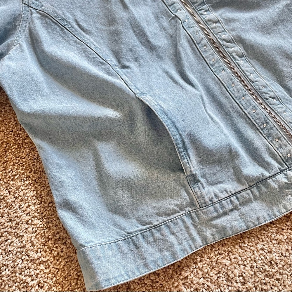 C.D. Daniels Denim Shirt Women’s 1X Blue Zip Up Rhinestone Pockets VTG Cottage - Picture 7 of 16